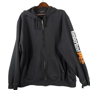 Timberland PRO Mens XXL Black Full Zip Hoodie Heavyweight Logo Sleeve Workwear